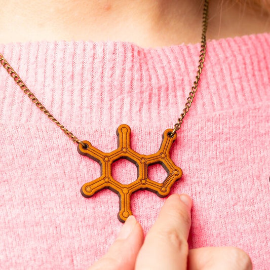 Caffeine molecule necklace