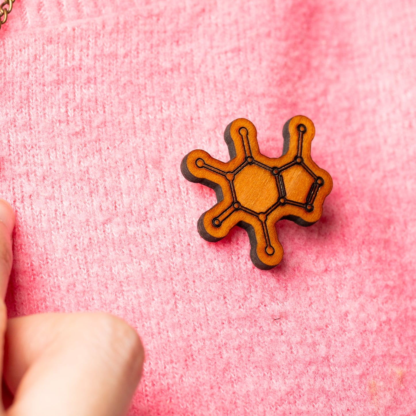Caffeine Molecule Pin Badge - 'The Pep me up chemical'