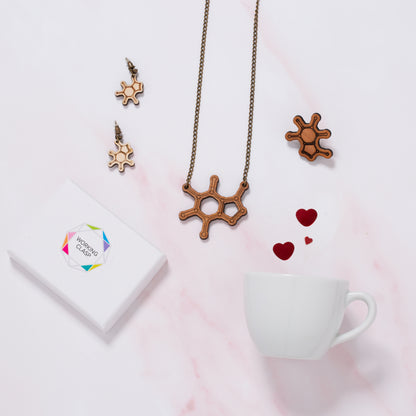 Caffeine Molecule Pin Badge - 'The Pep me up chemical'
