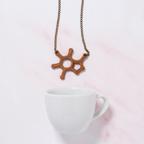 Caffeine molecule necklace
