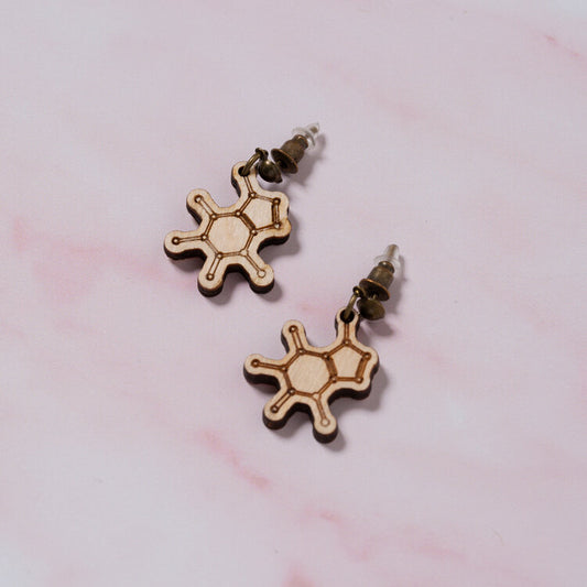 Caffeine molecule earrings - 'The Pep me up chemical'