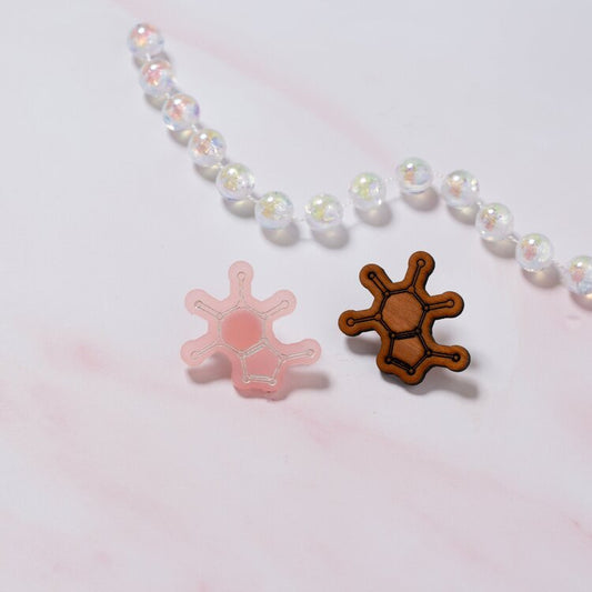 Caffeine molecule pin badge - 'The Pep me up chemical'