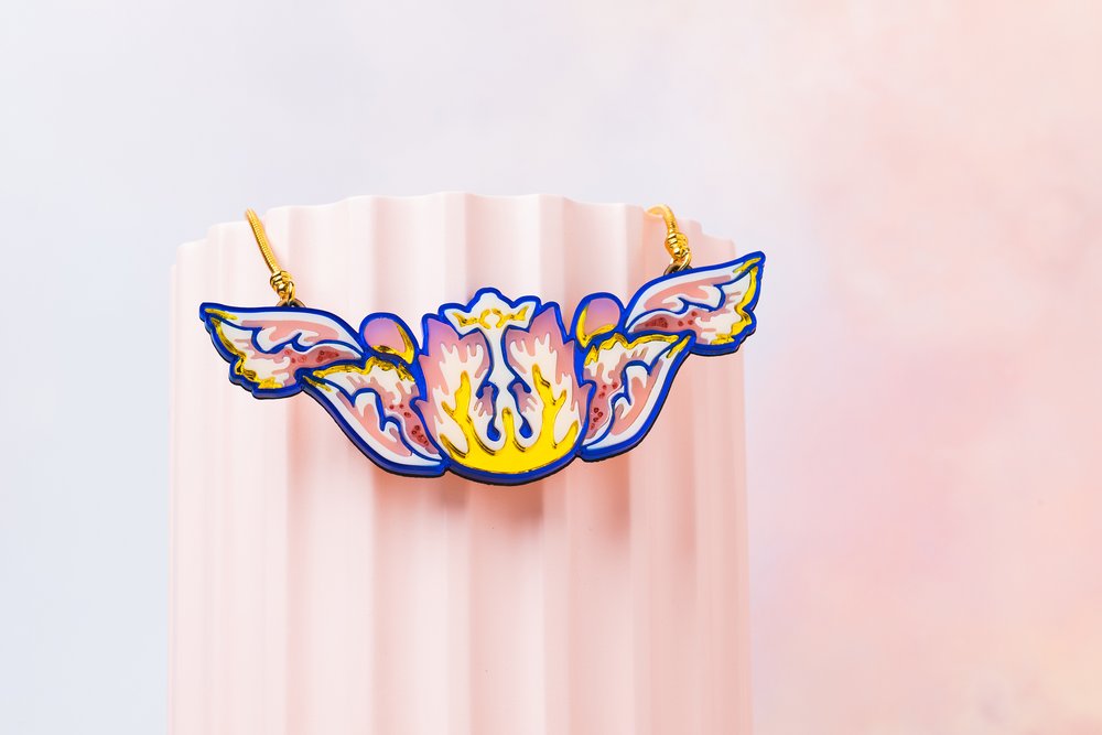 William Morris flower statement necklace