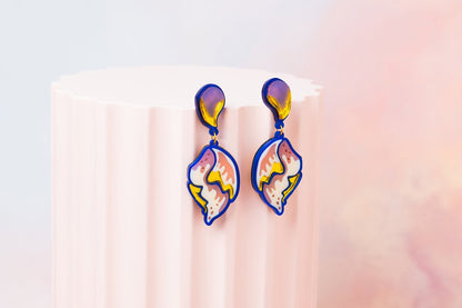 William Morris flower shell earrings