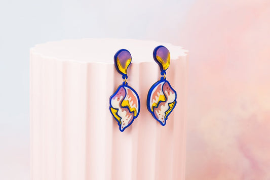 William Morris flower shell earrings