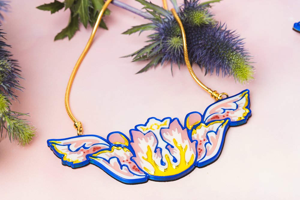 William Morris flower statement necklace
