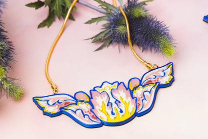 William Morris flower statement necklace