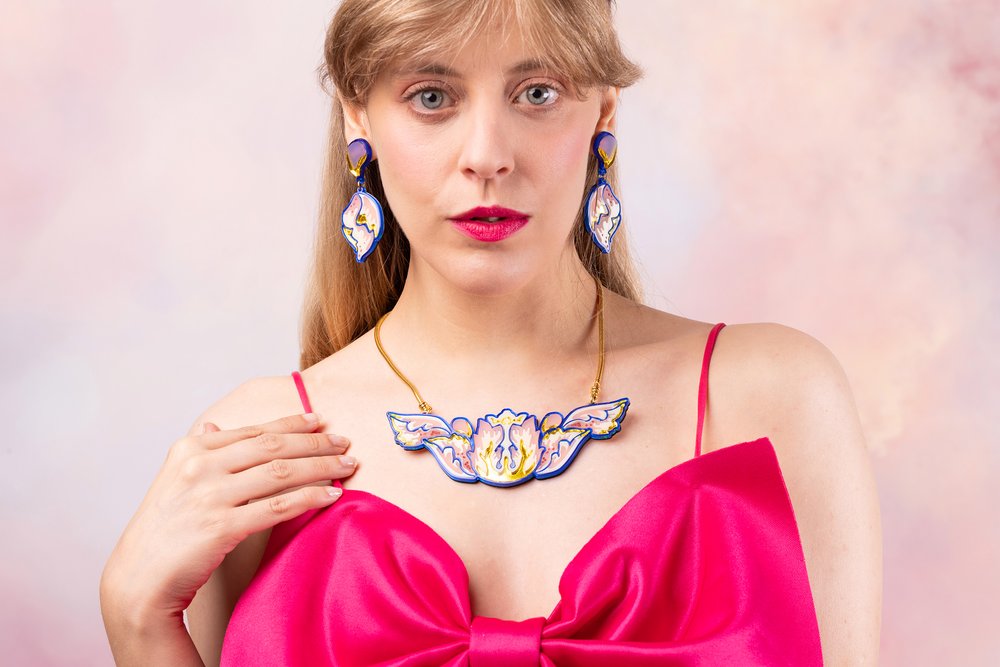 William Morris flower statement necklace