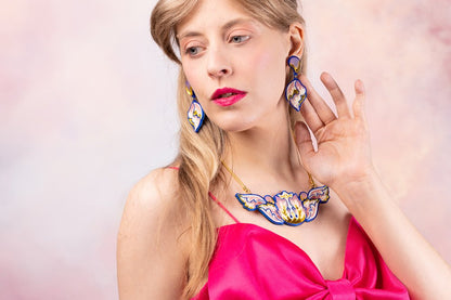 William Morris flower shell earrings