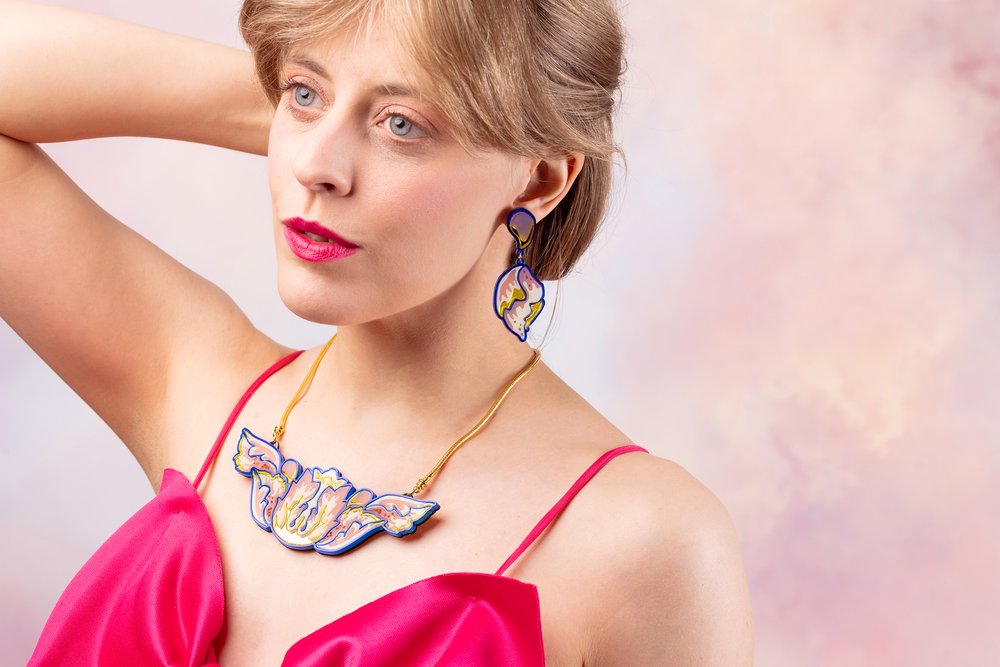 William Morris flower shell earrings
