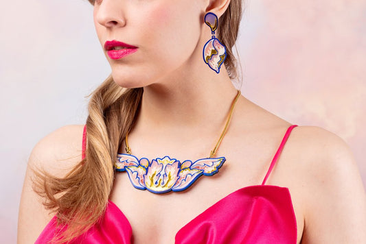 William Morris flower statement necklace