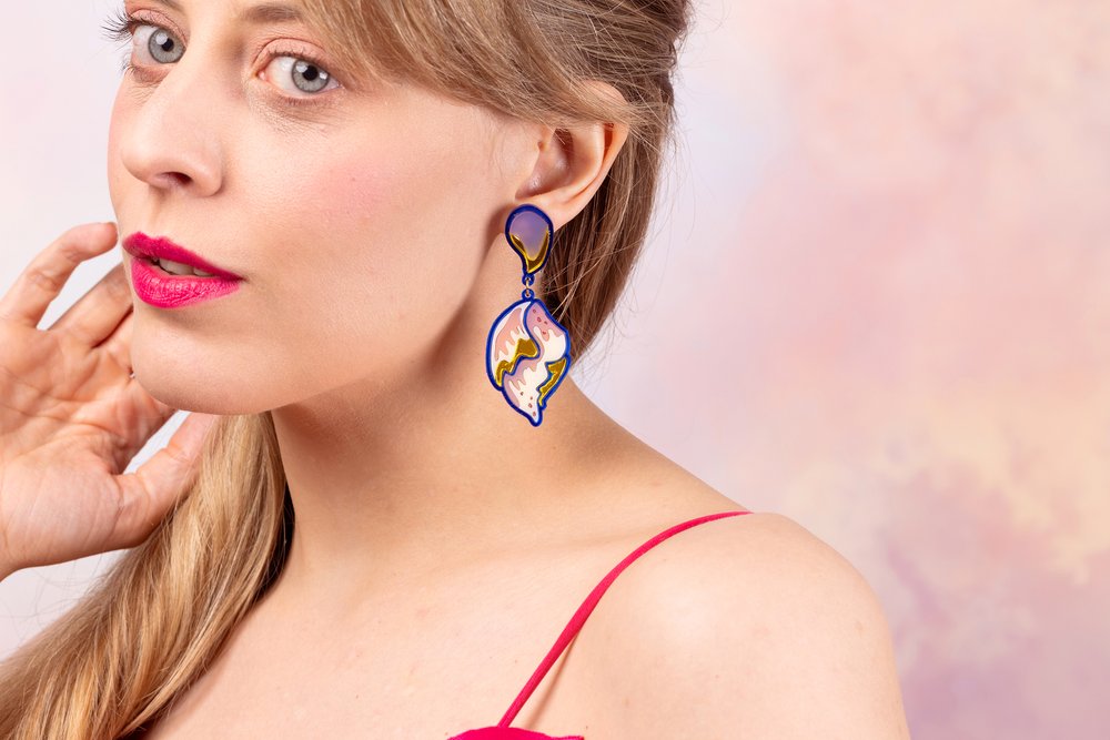 William Morris flower shell earrings
