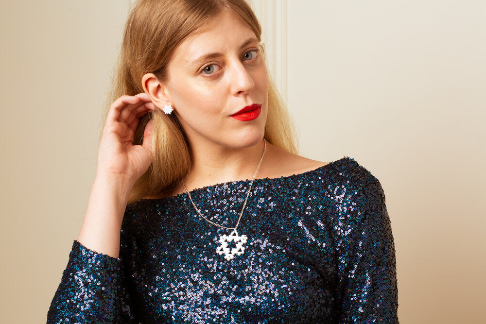 White Christmas snowflake stud earrings