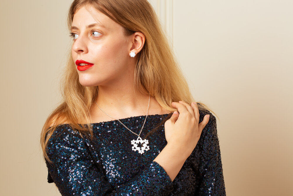 White Christmas snowflake stud earrings