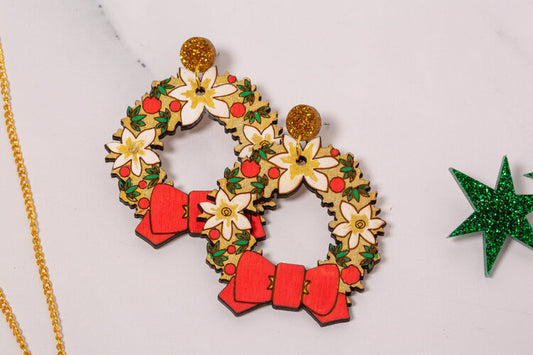 Christmas wreath earrings & necklace colouring set