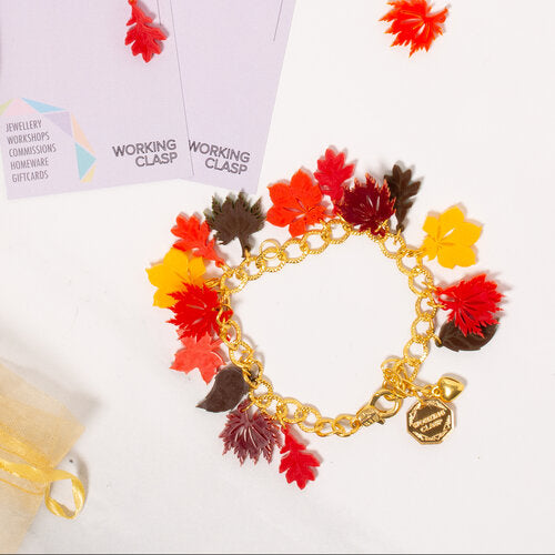 Autumn leaves chunky charm bracelet