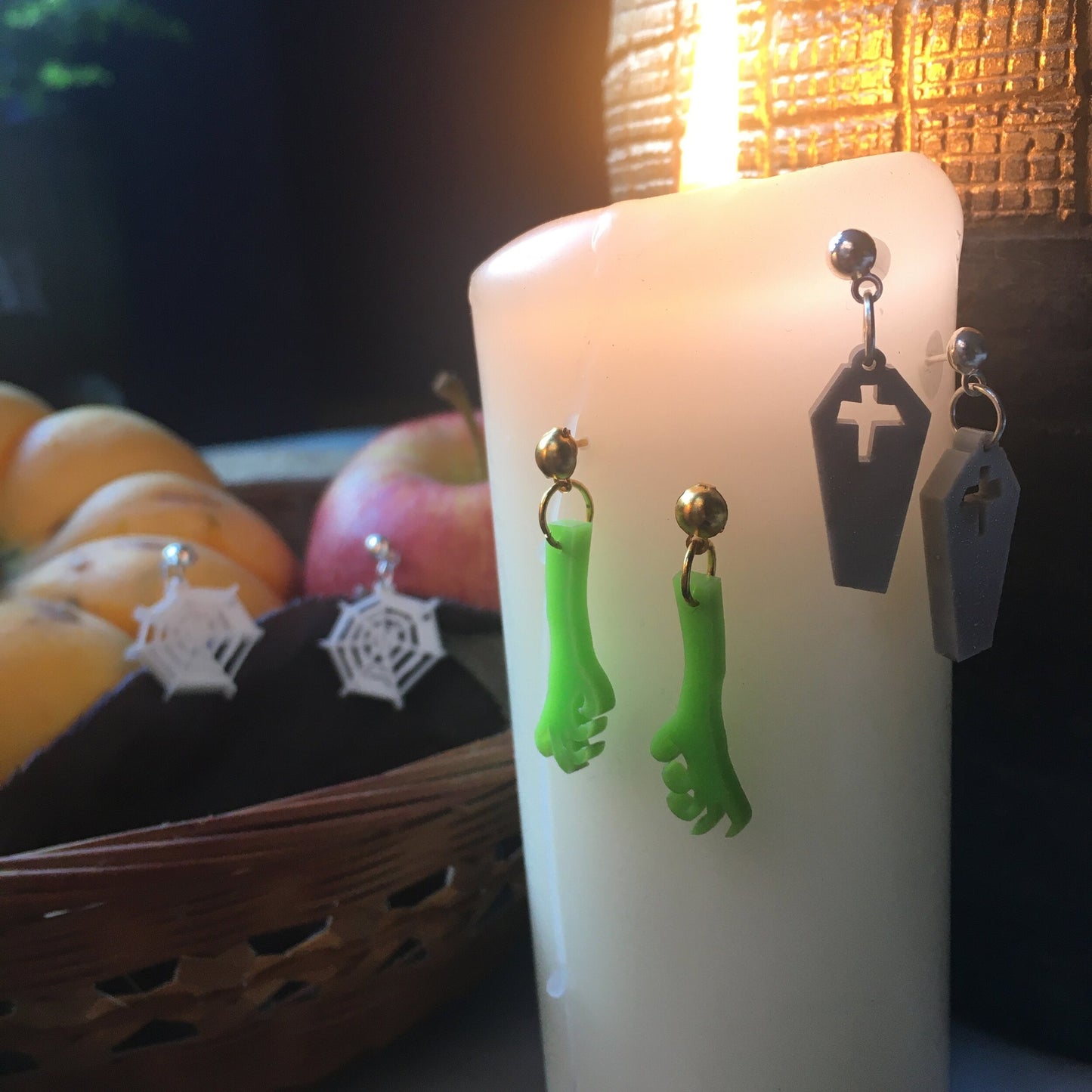 Zombie Day of the Dead grasping arm earrings