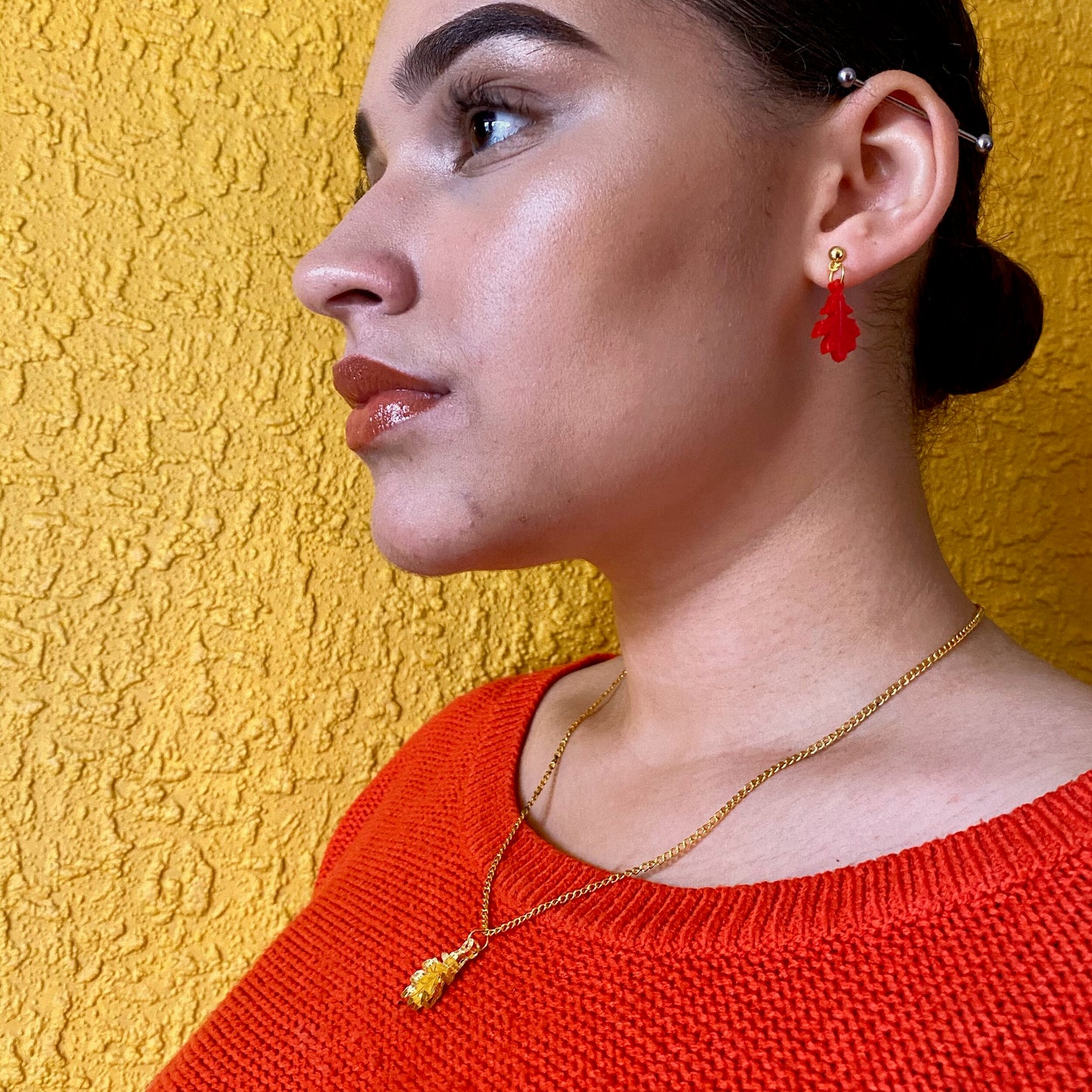 Autumn leaf earrings & necklace set