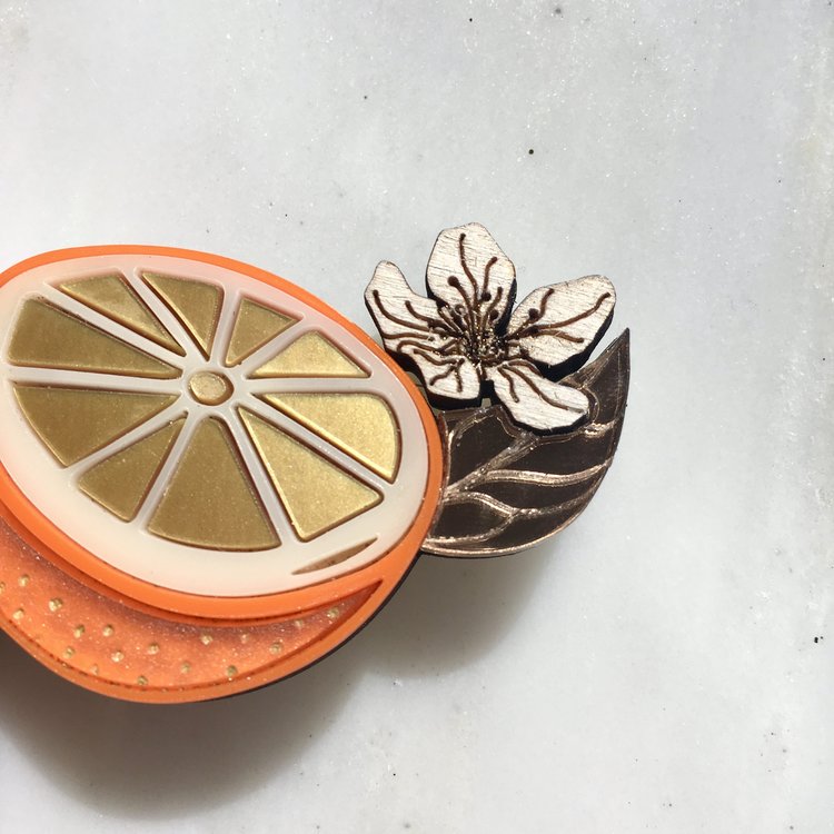 St Clements oranges or lemons brooch