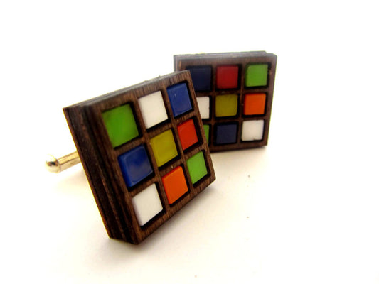 Rubik's cube inspired laser cufflinks