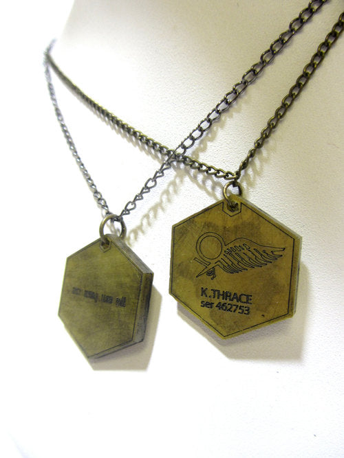 Battlestar Galactica laser cut Starbuck dog tag necklace