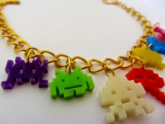 Space Invaders charm bracelet